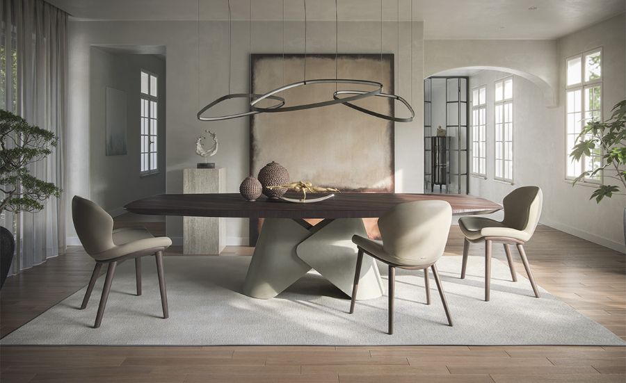 Cattelan Italia Scott Wood Barrel-Shaped Dining Table