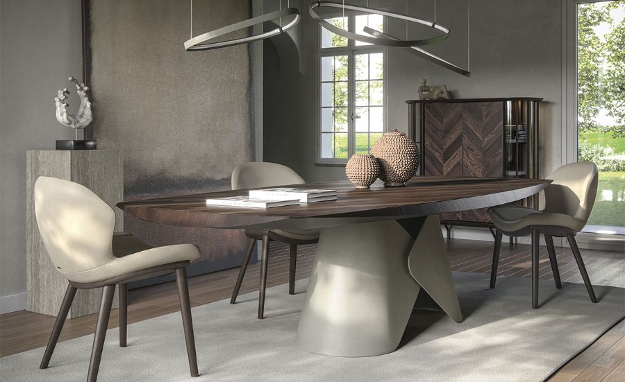 Cattelan Italia Scott Wood Barrel-Shaped Dining Table