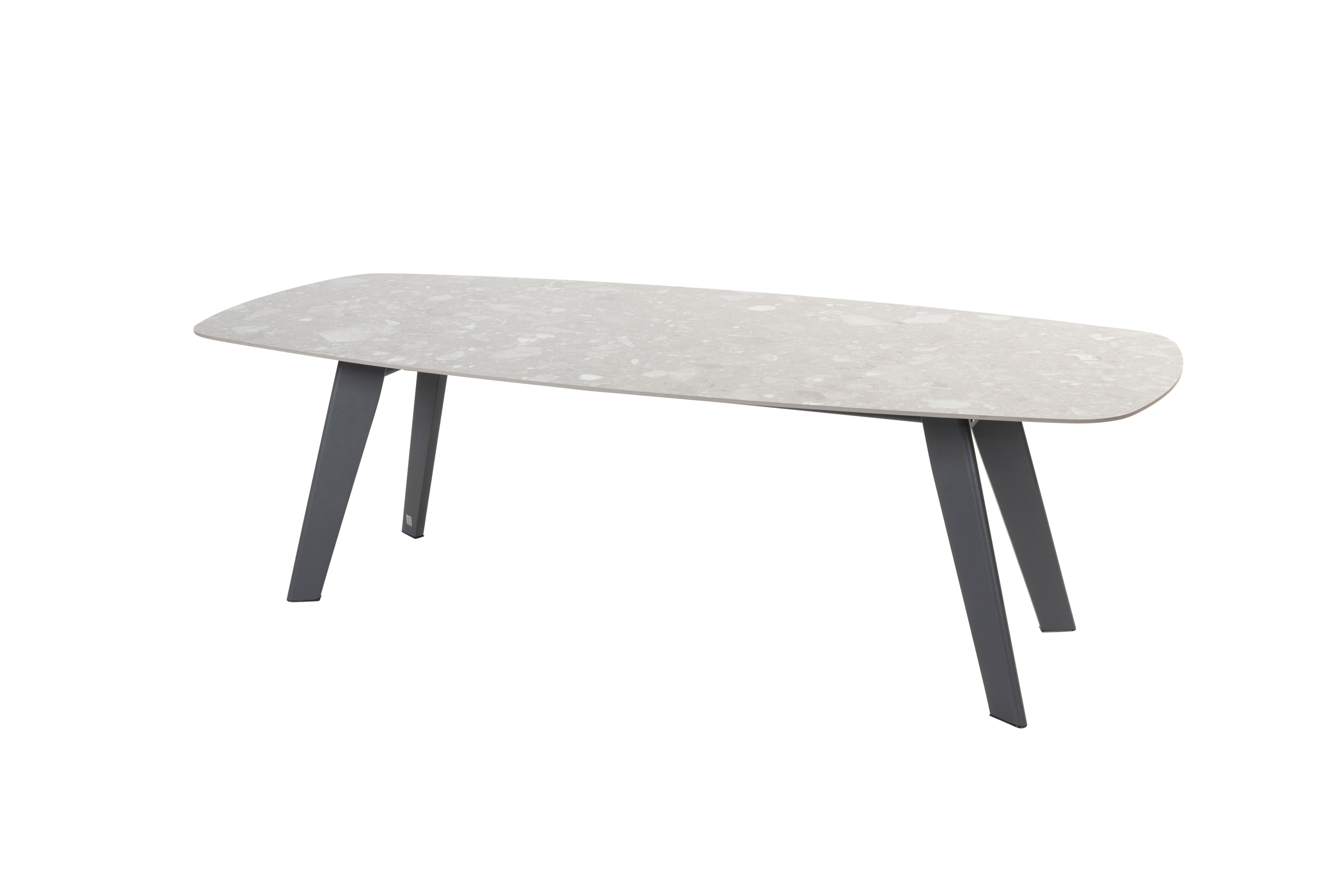 4 Seasons Outdoor Montana Barrel Shaped Ceramic Terrazzo Dining Table With  240x103 cm