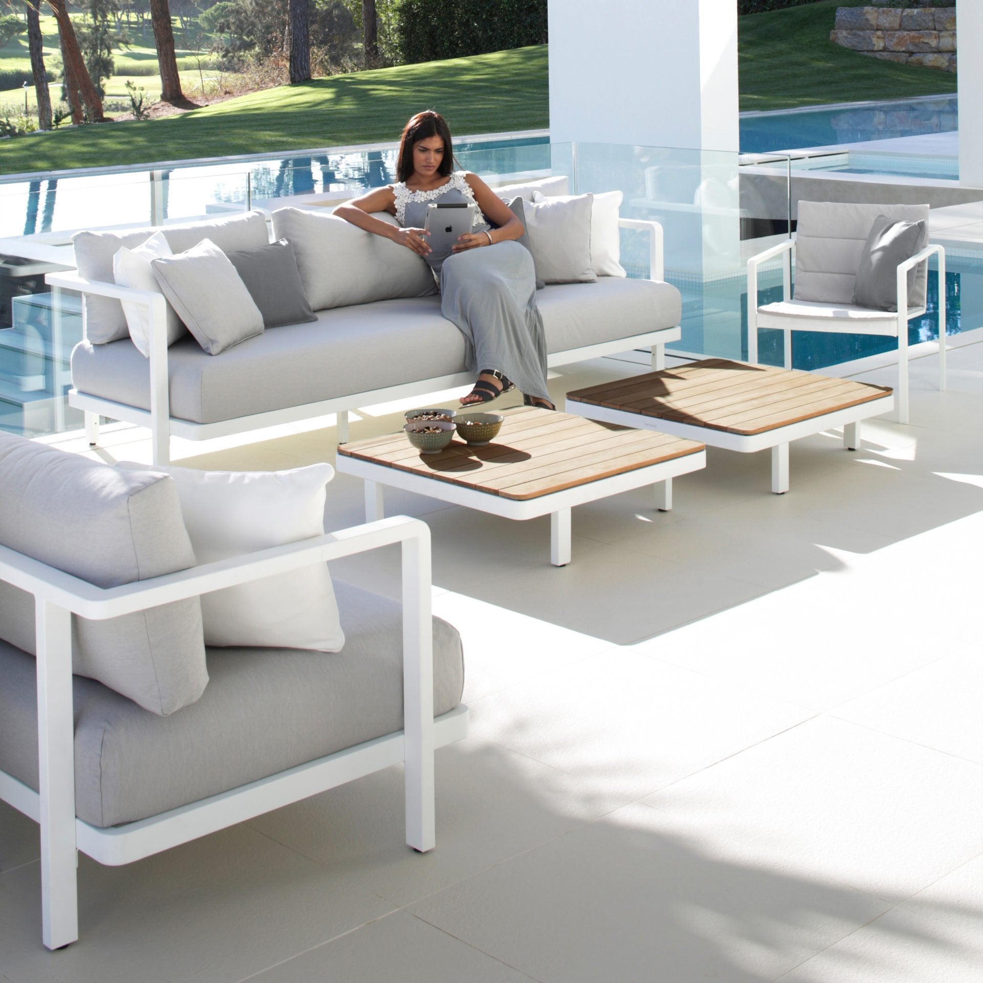 Alura Lounge 160 Ltl Table 160x80x23cm White Ceramic Tabletop Terra Marrone