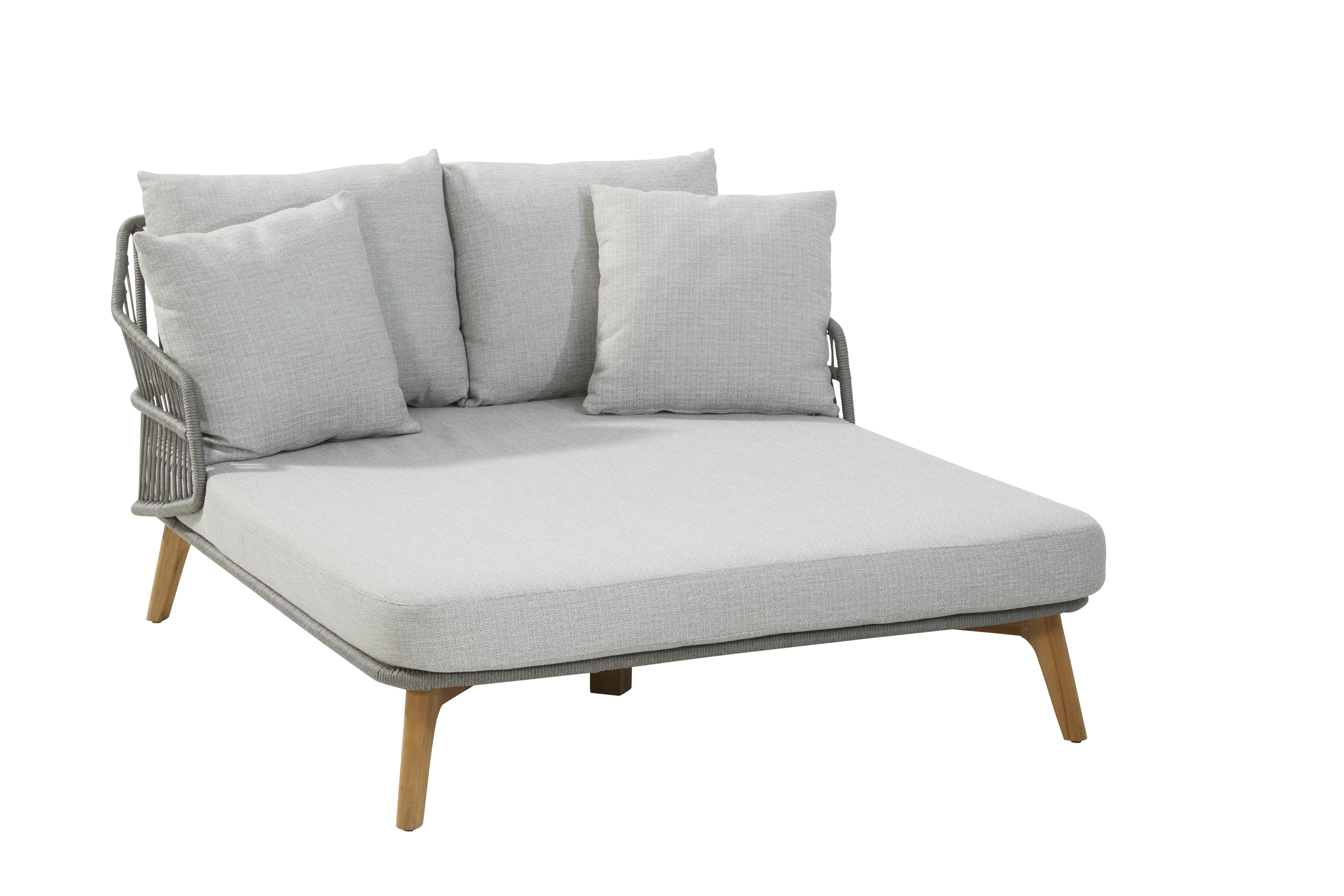 4 Seasons Outdoor Sempre Daybed Teak Silver Grey With 5 Cushions