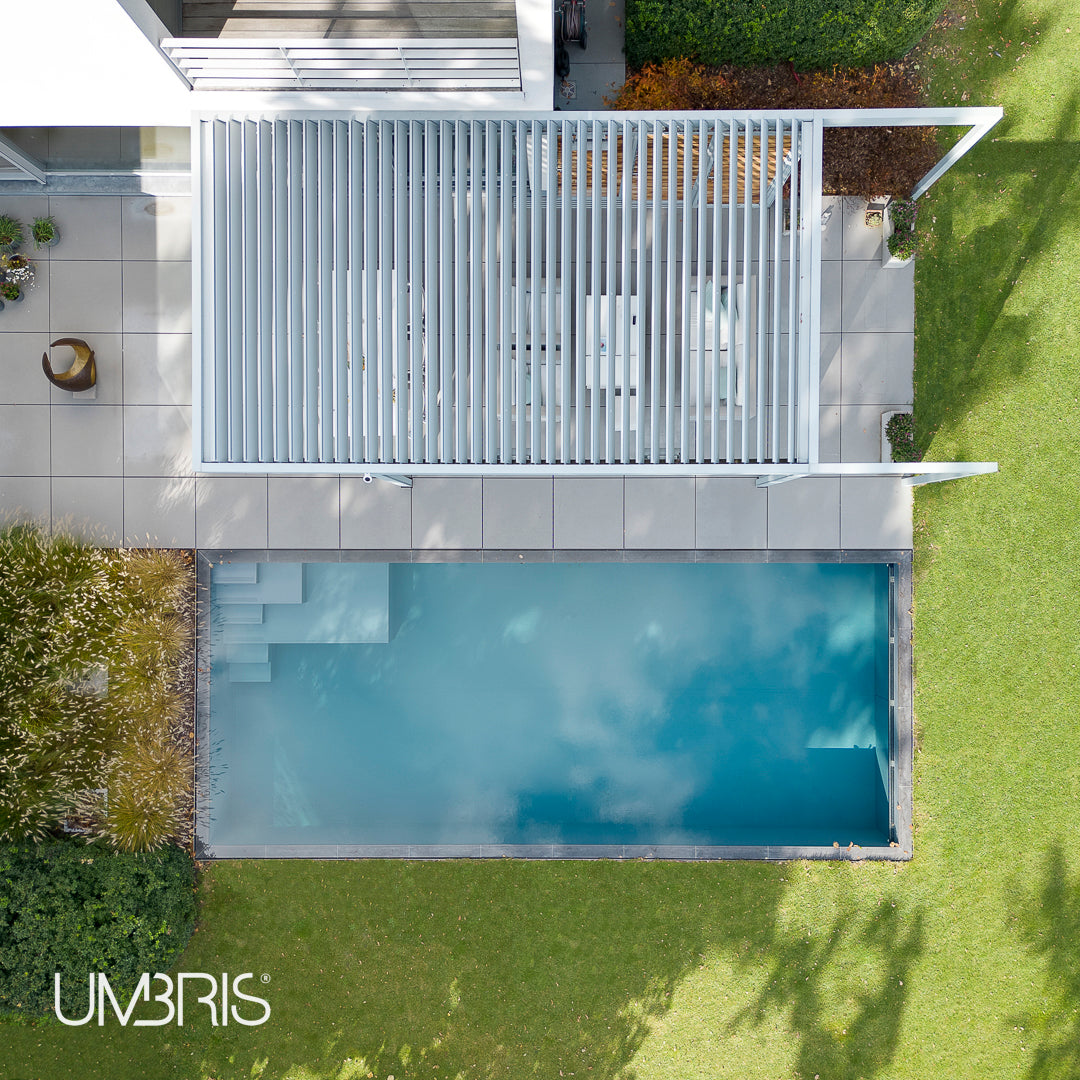 Umbris Modern All-White Umbris Pool Side Project