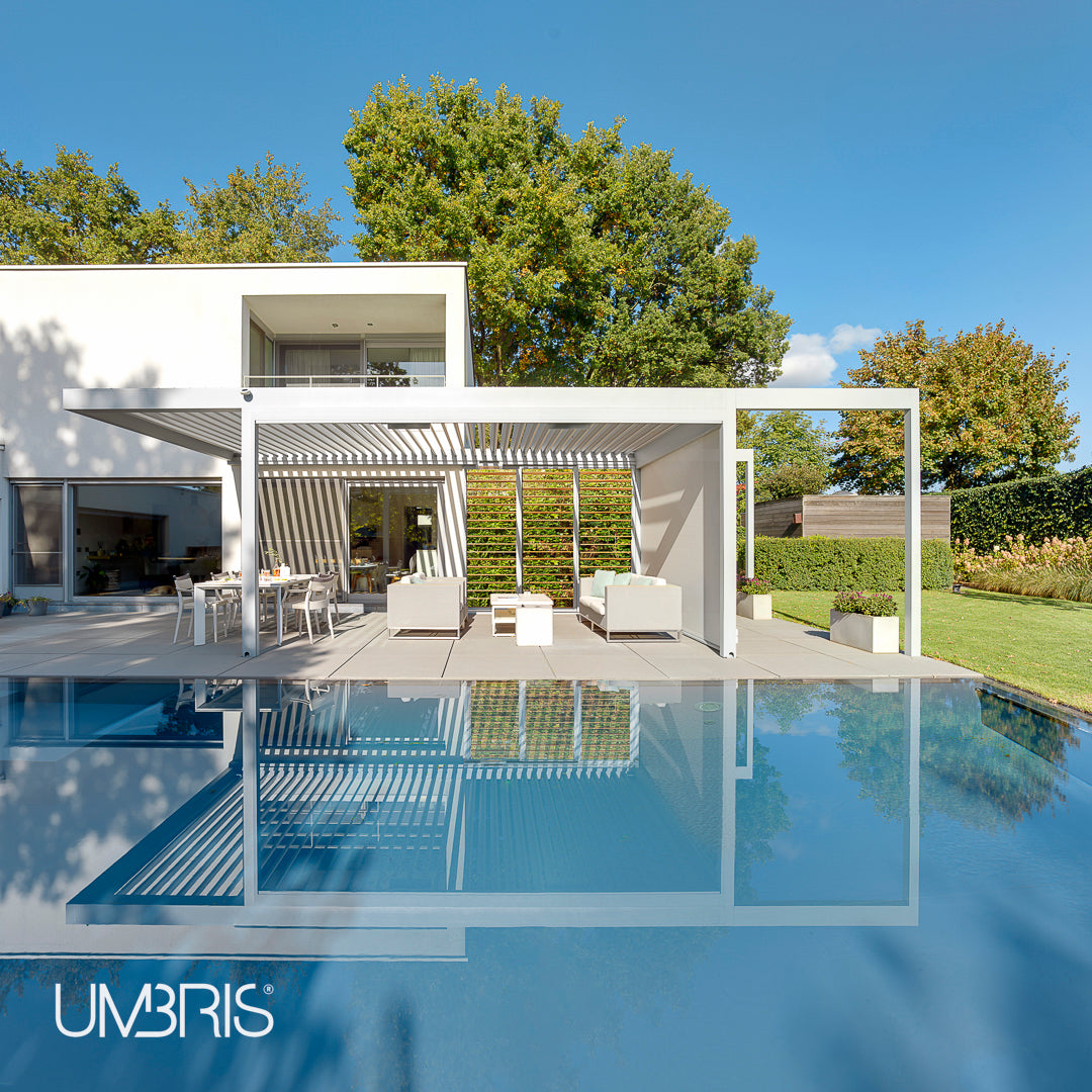 Umbris Modern All-White Umbris Pool Side Project