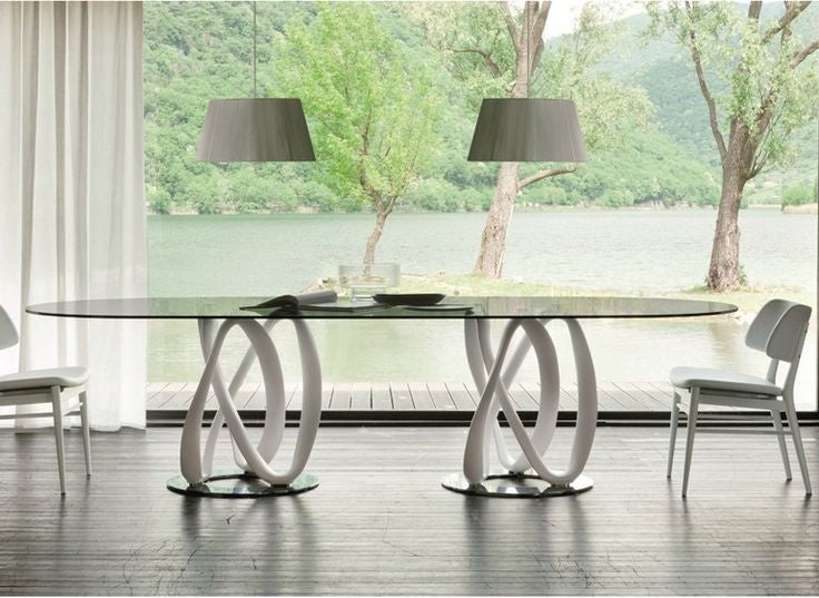 Porada Infinity Ellittico Glass Dining Table
