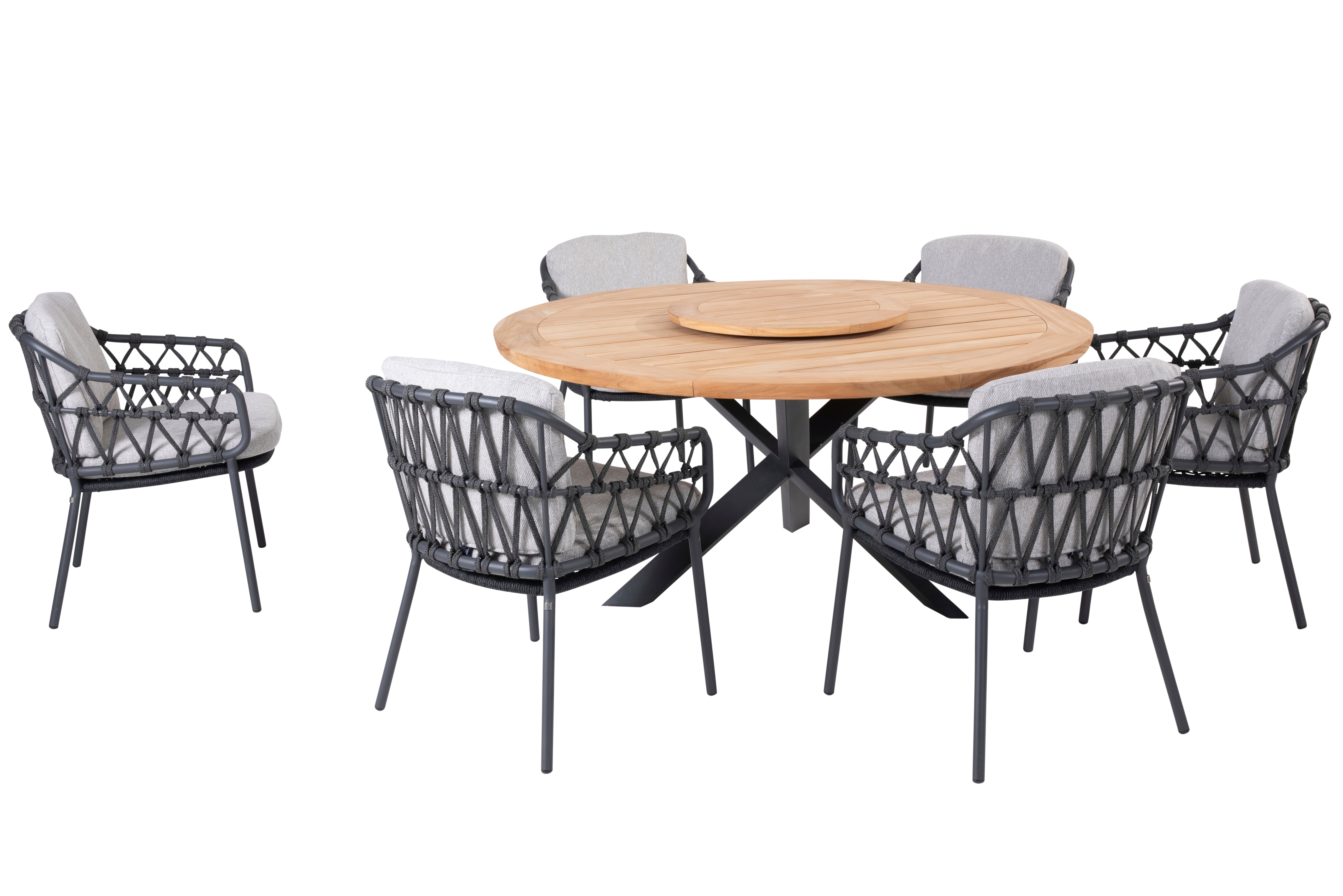 4 Seasons Outdoor Calpi Dining with 160cm Prado Table & lazy Susan