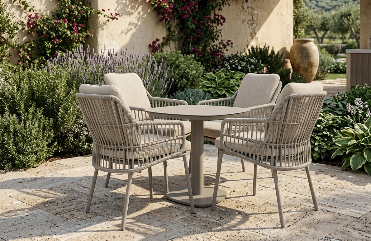 4 Seasons Outdoor Alicante 4 seat with Manolo 75cm square Ceramic Dining Table