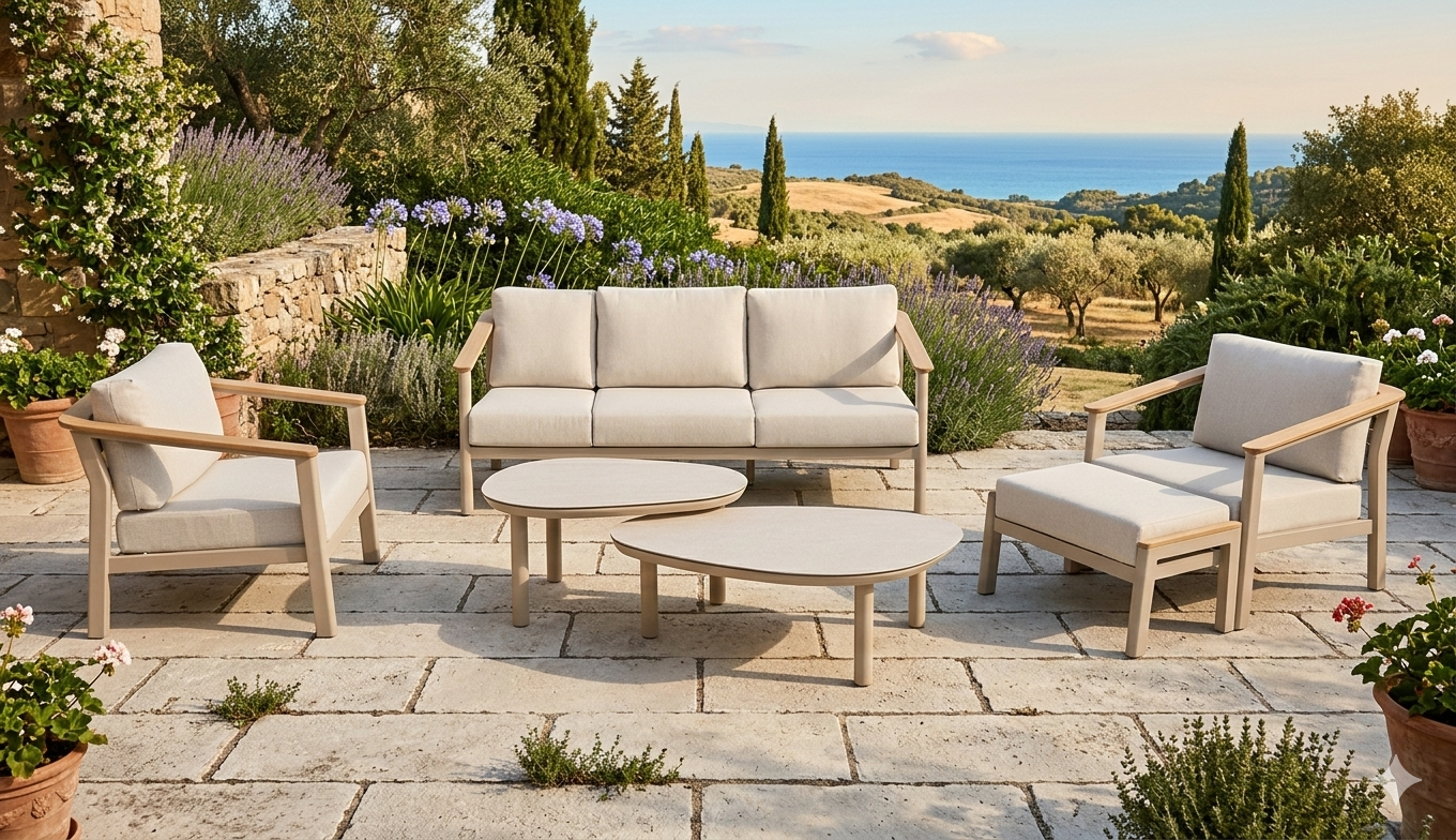 4 Seasons Outdoor Olivia Lounge with Monroe Coffee Table & Footstool