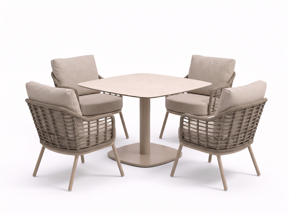 4 Seasons Outdoor Puglia 4 Seat Paros 100cm Drum Ceramic Dining Table