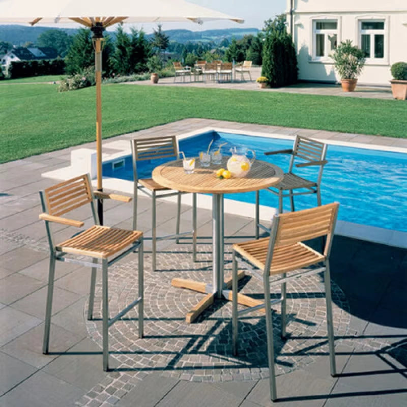 Barlow Tyrie Equinox High Dining Bistro Table 100 Ø Circular Teak Top