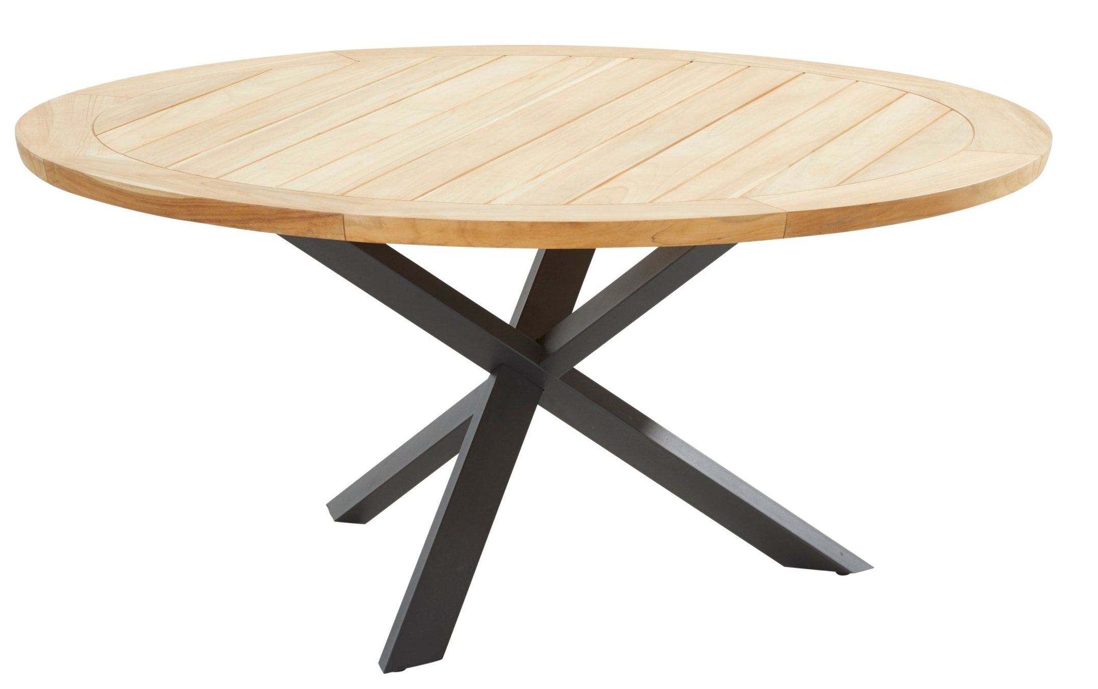 4 Seasons Outdoor Prado Dining Table 160 cm Ø With Natural Teak Top And Anthracite Legs