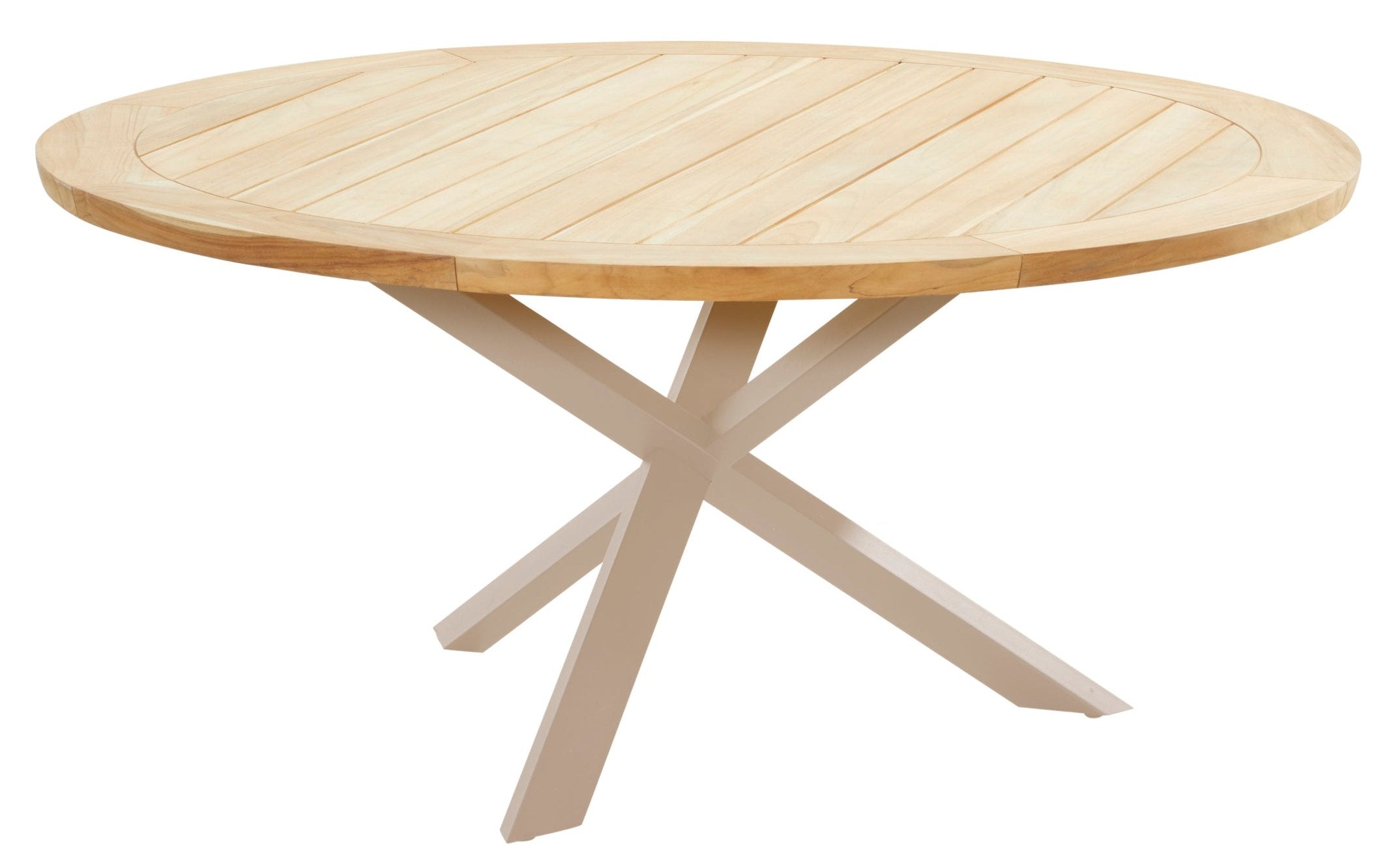 4 Seasons Outdoor Prado Dining Table 160 cm Ø With Natural Teak Top And Latte Legs