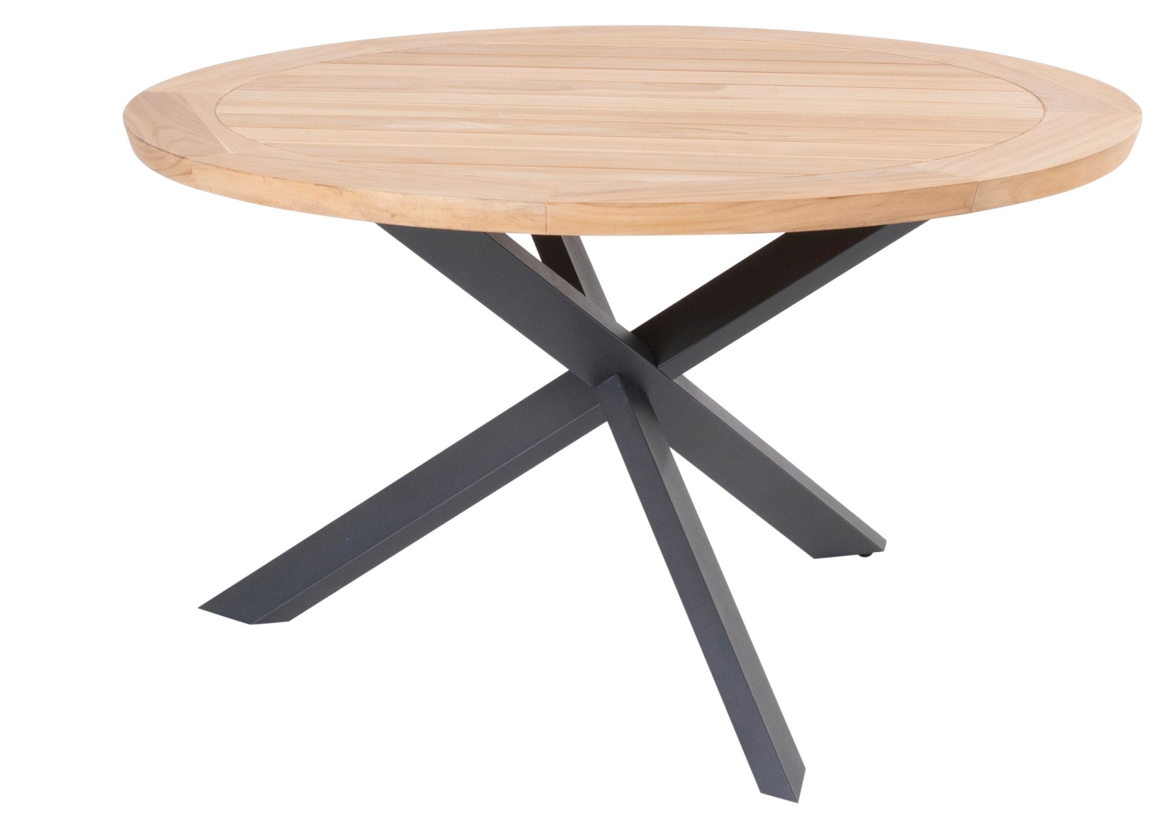 4 Seasons Outdoor Prado Dining Table 130 cm Ø With Natural Teak Top And Anthracite Legs