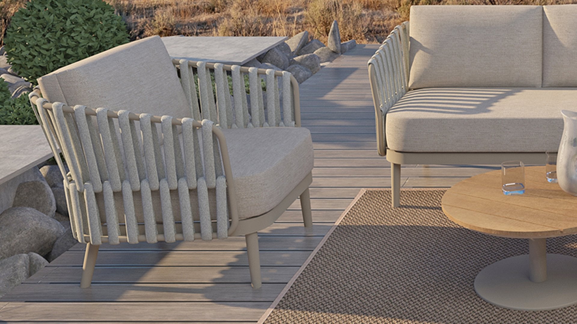 4 Seasons Outdoor Eva Lounge with Monroe Coffee Tables