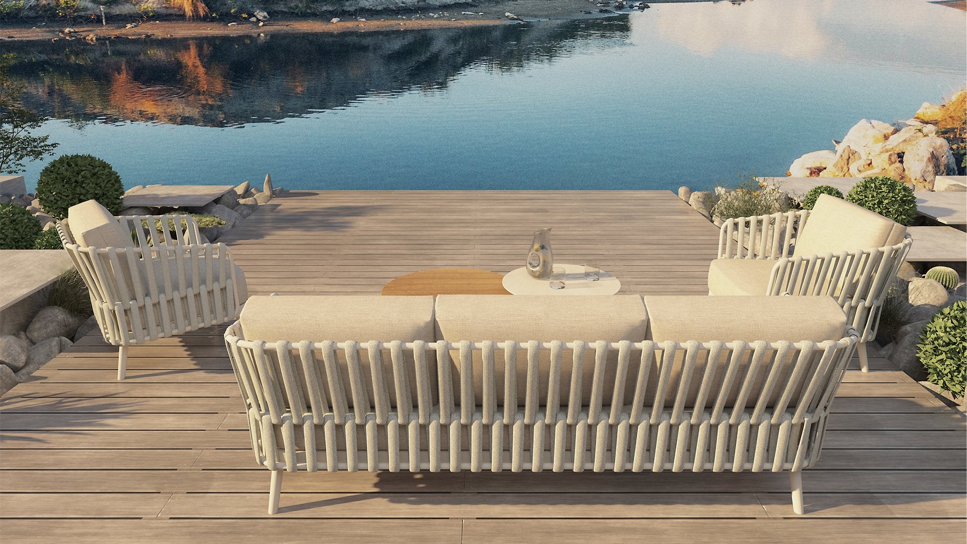 4 Seasons Outdoor Eva Lounge with Monroe Coffee Tables