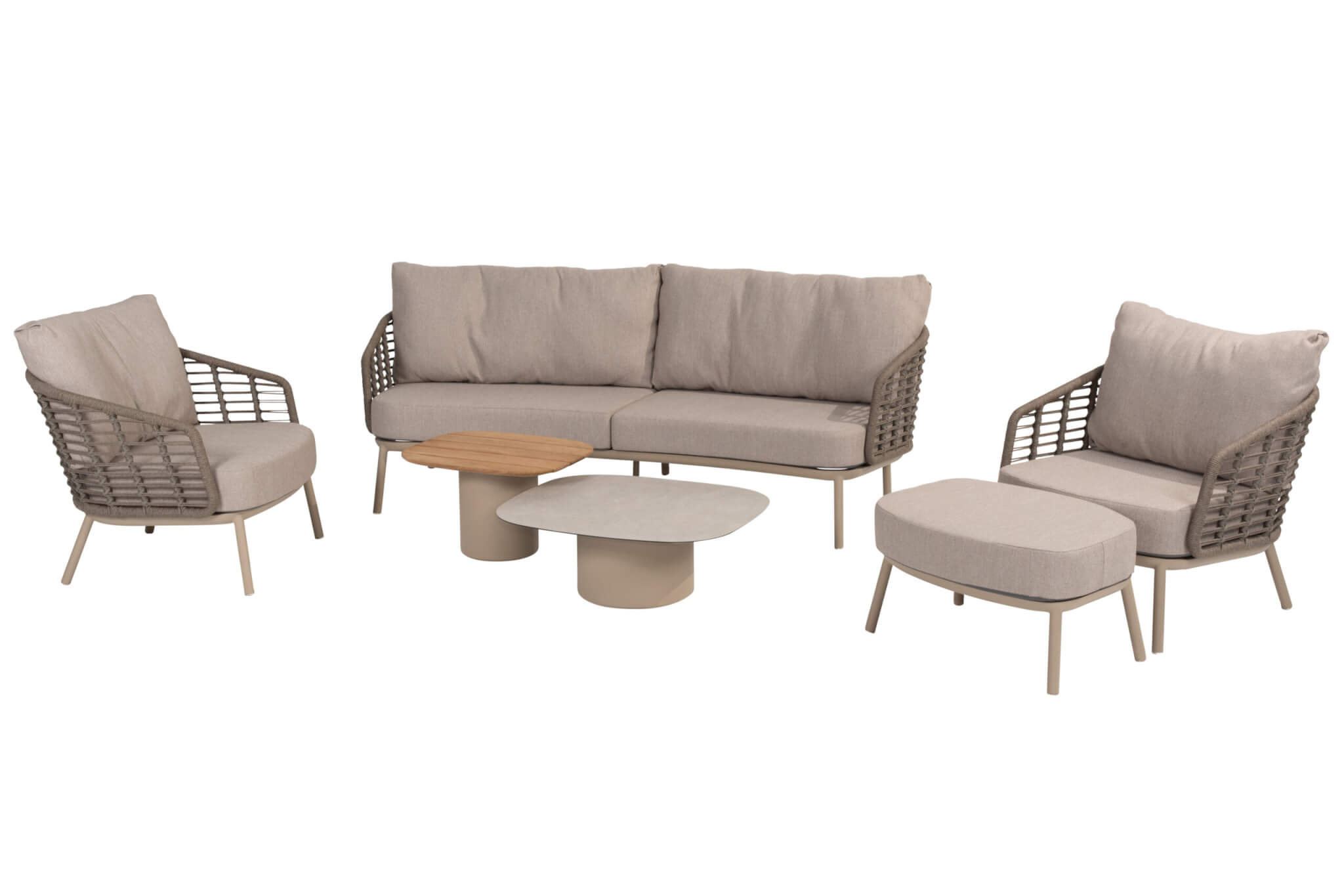 4 Seasons Outdoor Puglia Lounge Set With Demi Coffee Tables and Footstool