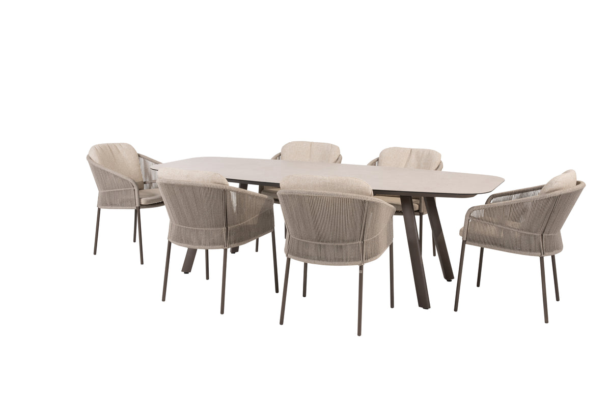 4 Seasons Outdoor Florence 6 Seat Manolo 240cm Barrel Ceramic Dining Table