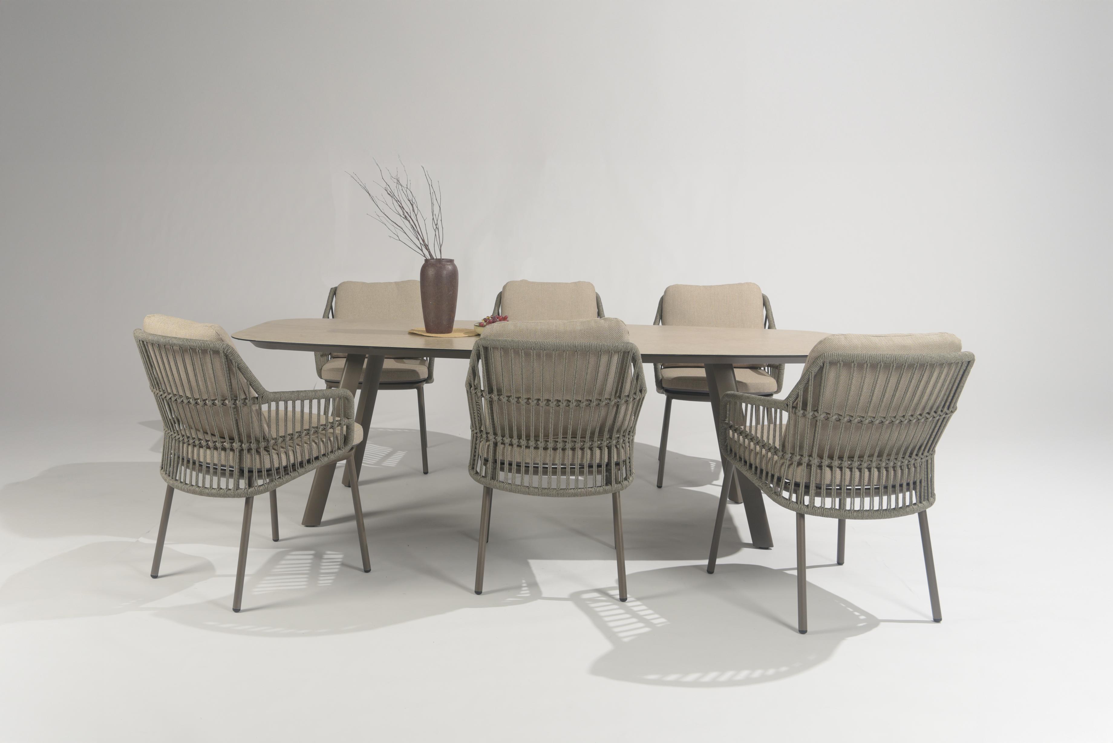 4 Seasons Outdoor Alicante 6 seat with Manolo 240cm Barrel Ceramic Dining Table