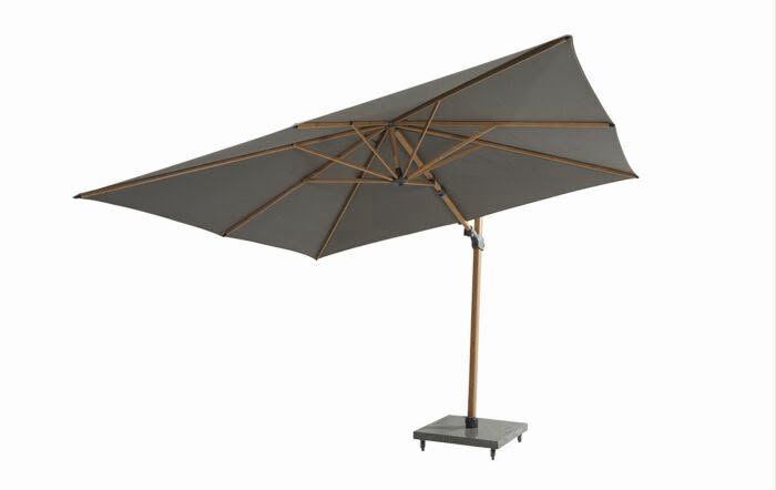 Ex Loan | Siesta Parasol 3m x 3m Alu Teak with Charcoal Canopy with Granite Base