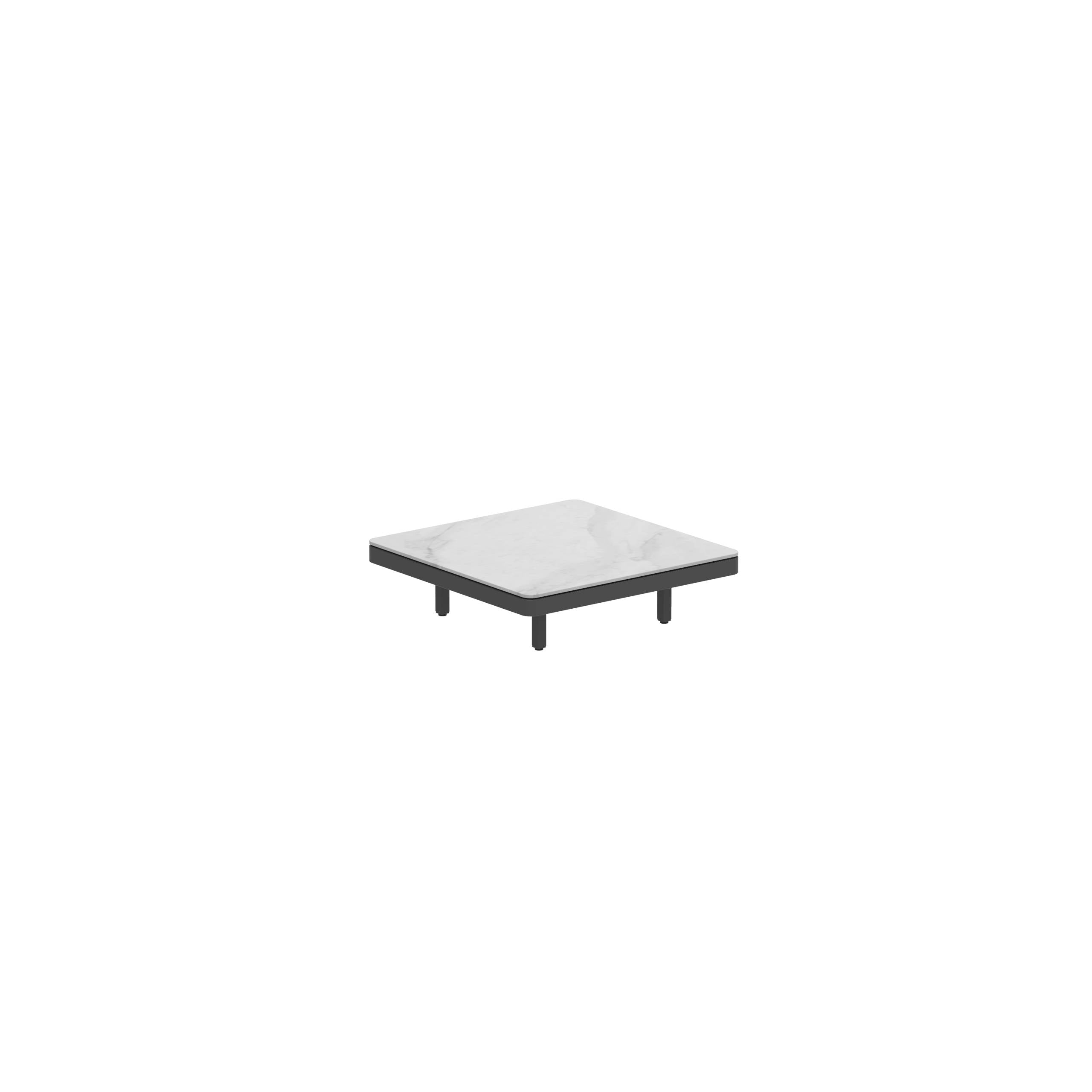 Alura Lounge 80 Table 80x80x23cm Black Tabletop Ceramic Bianco Statuario