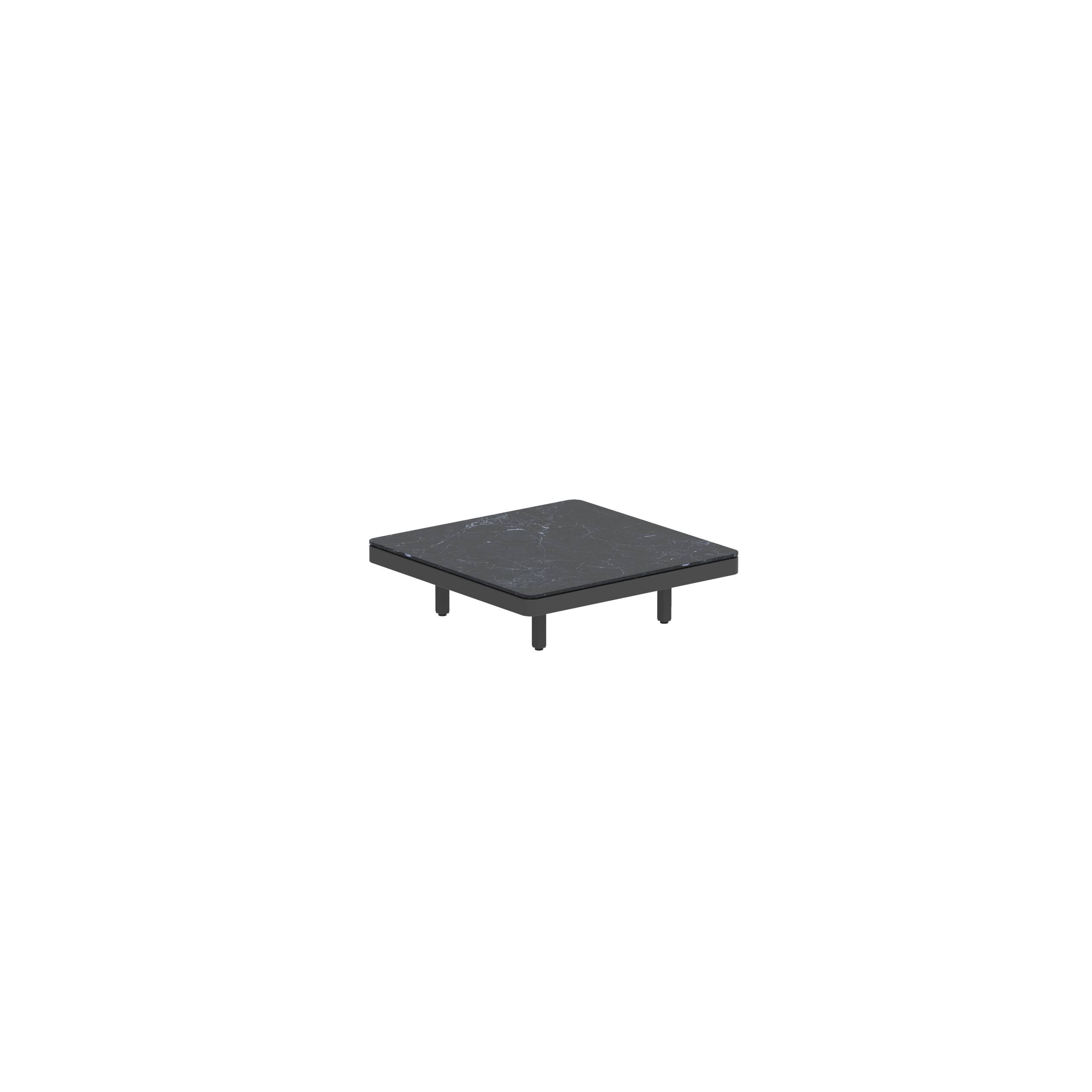 Alura Lounge 80 Table 80x80x23cm Black Tabletop Ceramic Travertino