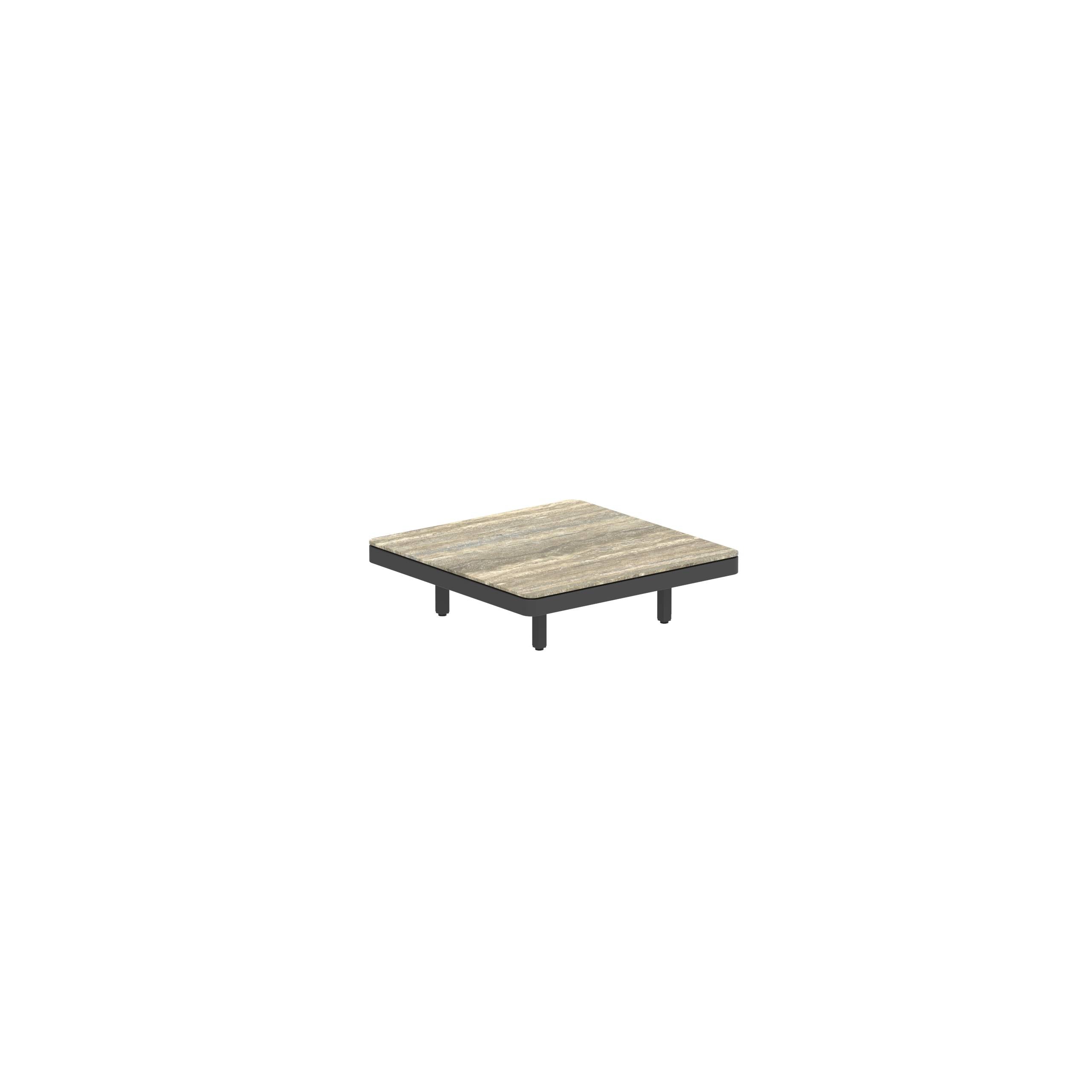 Alura Lounge 80 Table 80x80x23cm Black Tabletop Travertino