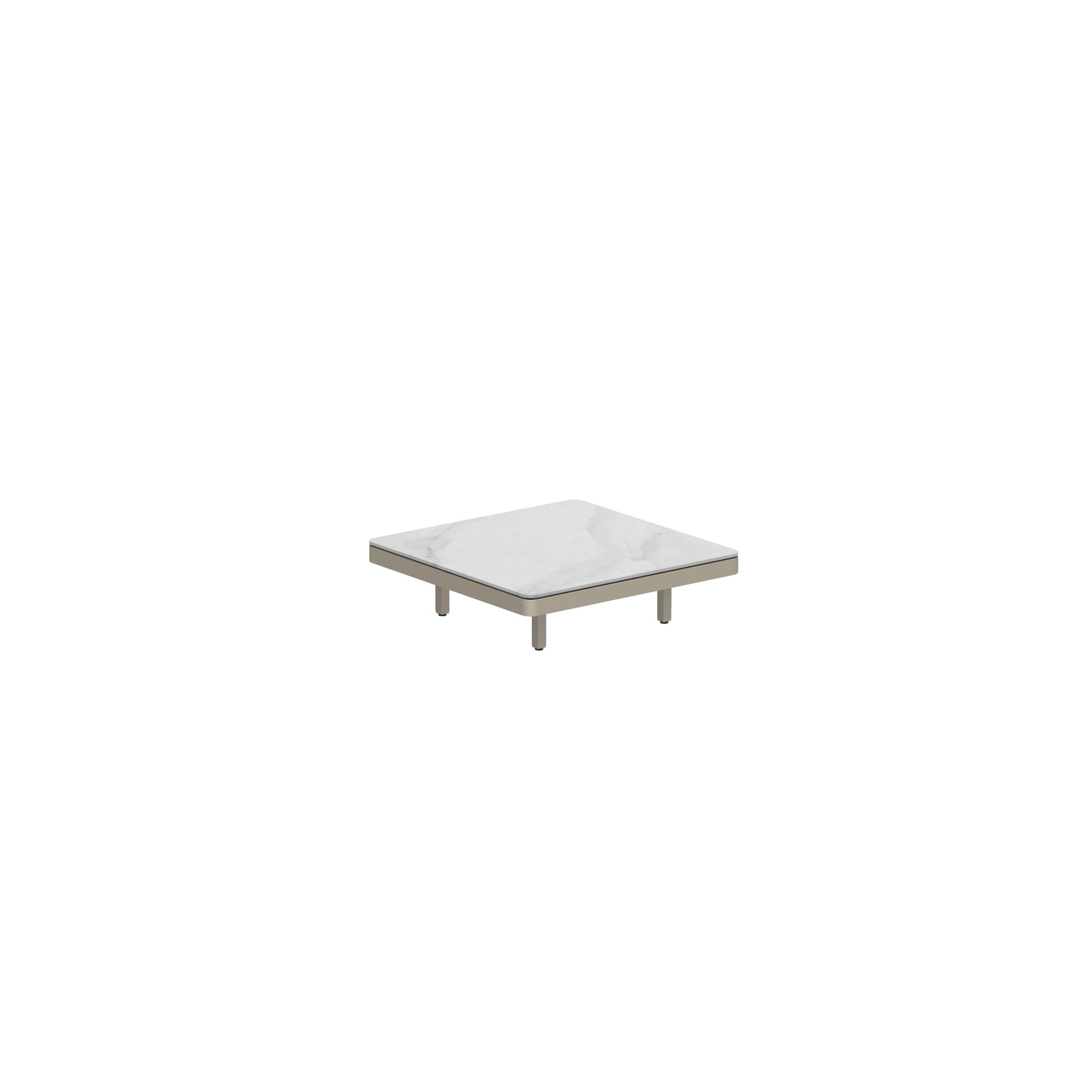 Alura Lounge 80 Table 80x80x23cm Sand Tabletop Ceramic Bianco Statuario