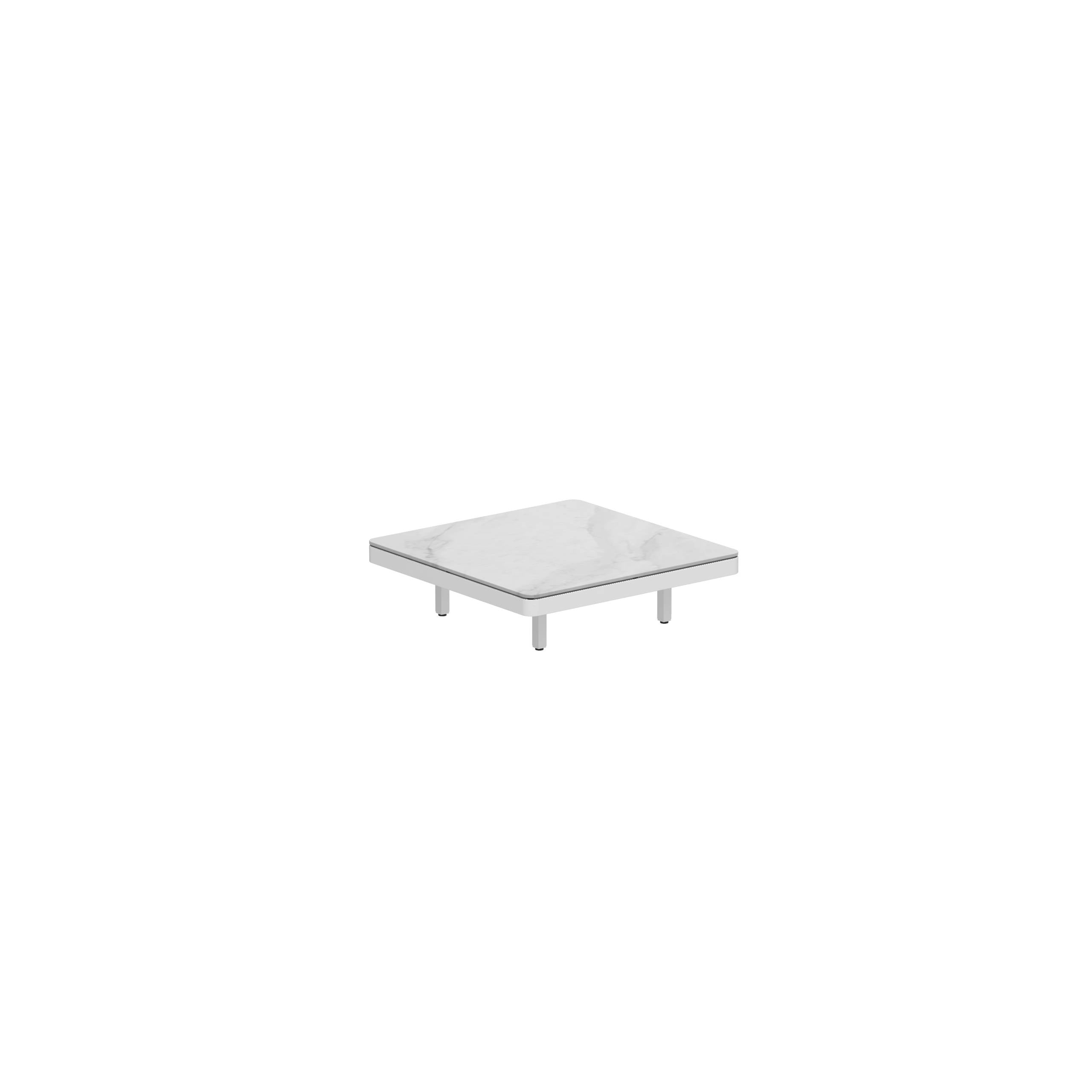 Alura Lounge 80 Table 80x80x23cm White Ceramic Tabletop Bianco Statuario