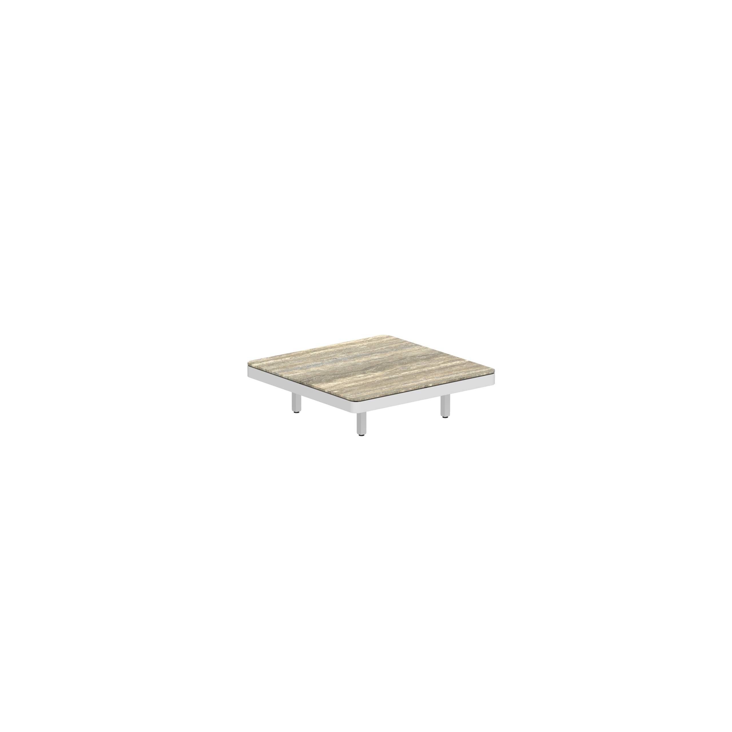 Alura Lounge 80 Table 80x80x23cm White Ceramic Tabletop Travertino