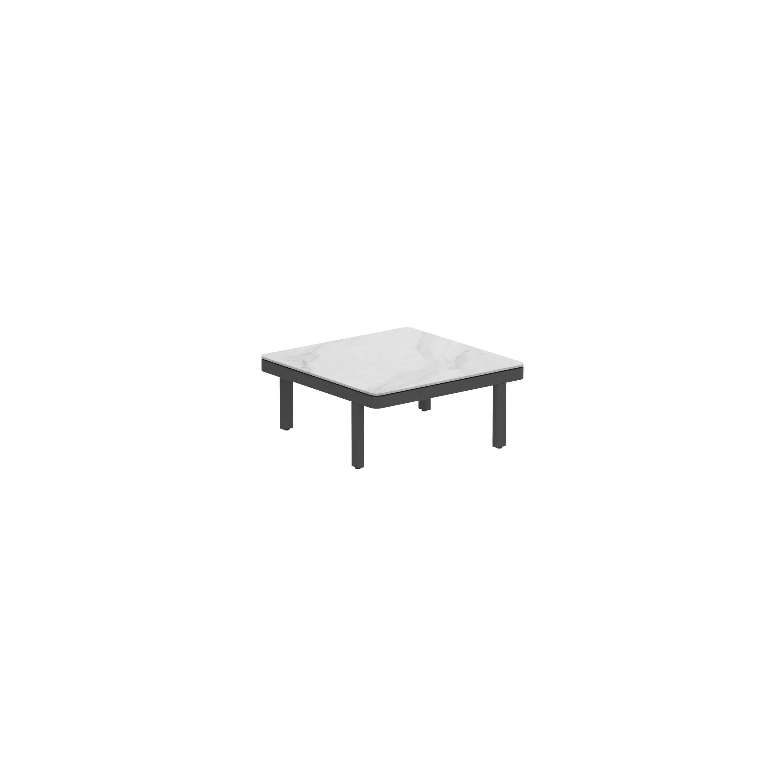 Alura Lounge 80 Lth Table 80x80x34cm Black Ceramic Tabletop Bianco Statuario