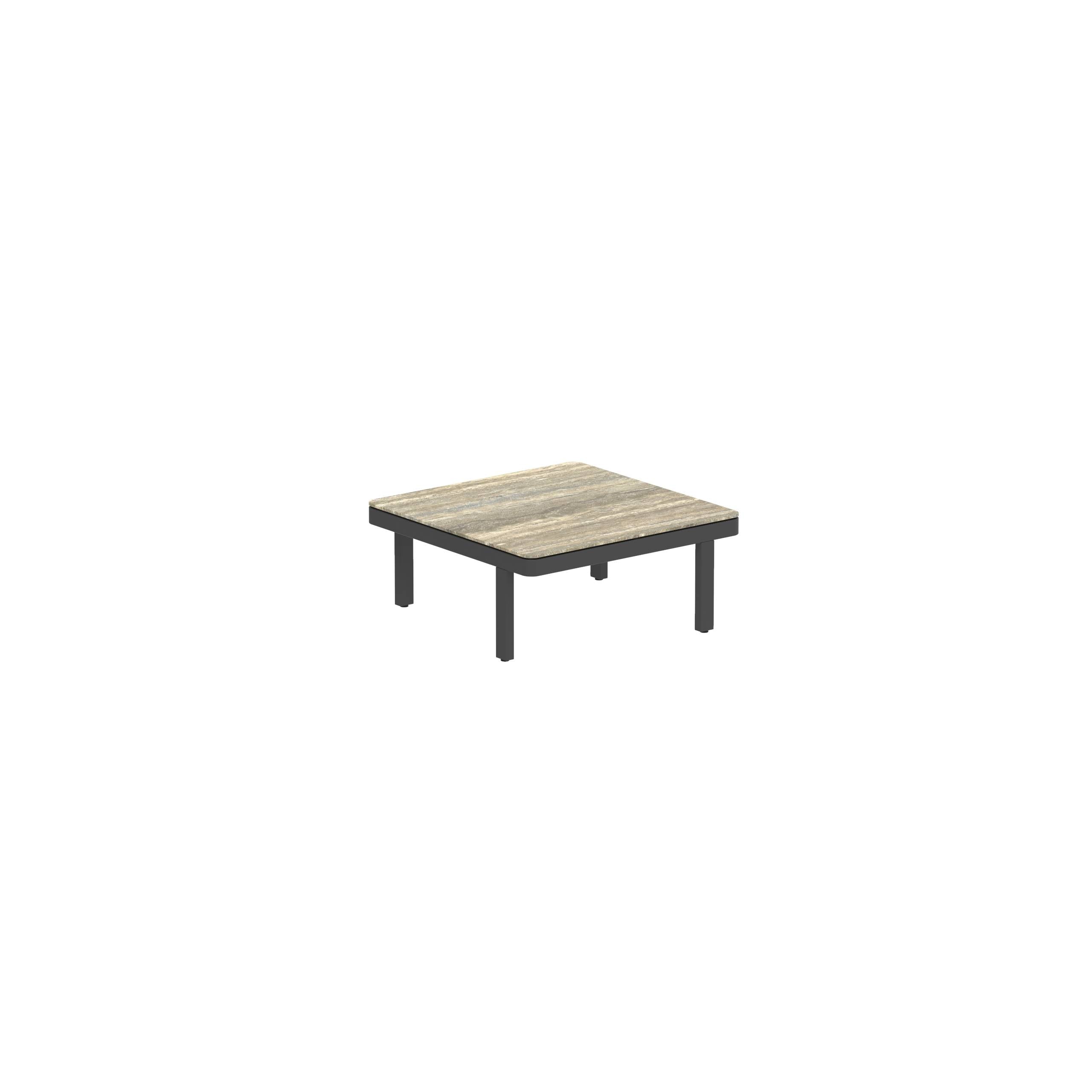 Alura Lounge 80 Lth Table 80x80x34cm Black Tabletop Ceramic Travertino