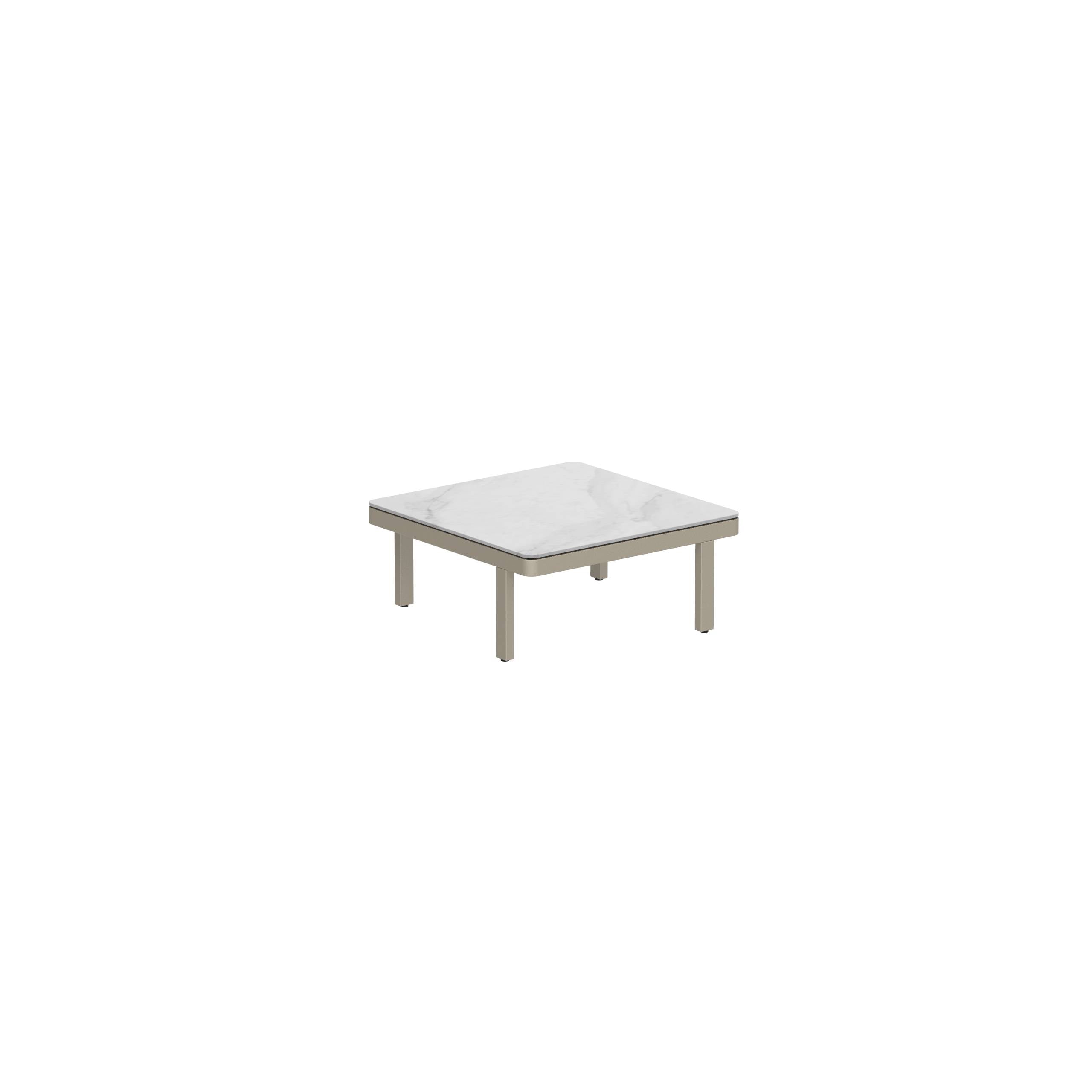 Alura Lounge 80 Lth Table 80x80x34cm Sand Ceramic Tabletop Bianco Statuario