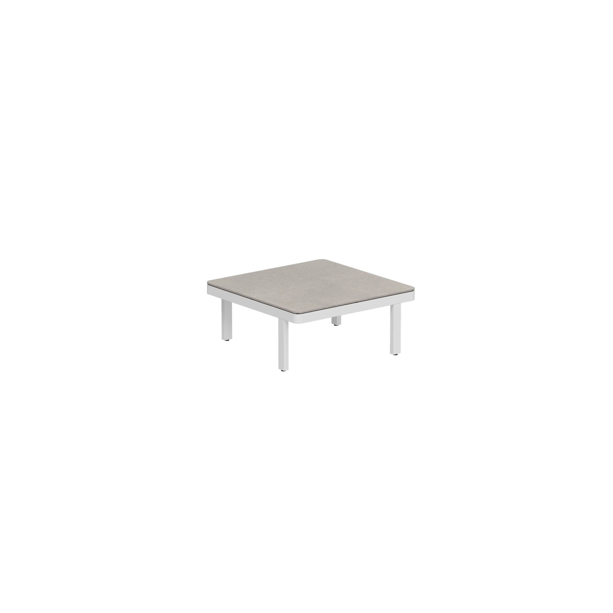 Alura Lounge 80 Lth Table 80x80x34cm White Ceramic Tabletop Cemento Luminoso