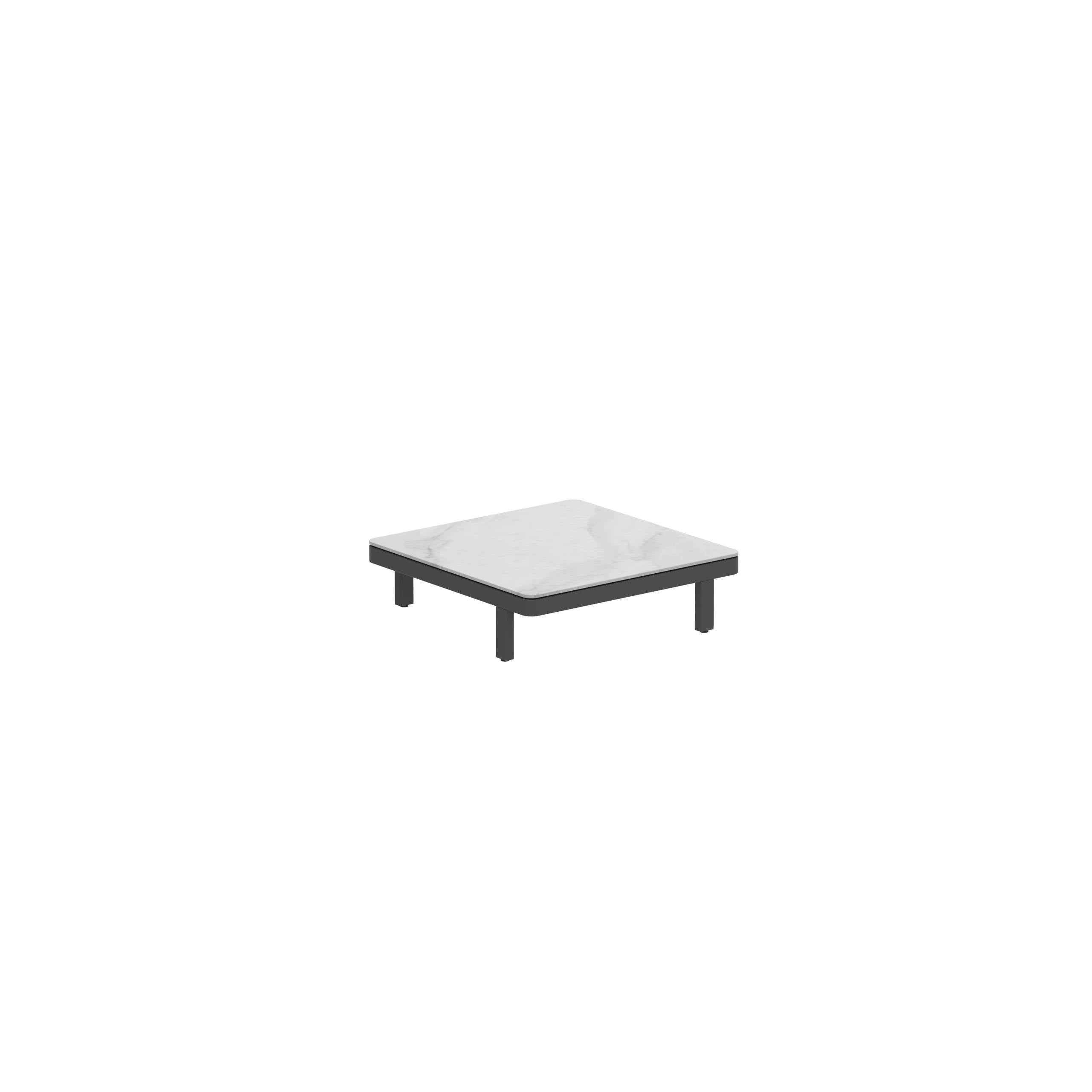 Alura Lounge 80 Ltl Table 80x80x23cm Black Ceramic Tabletop Bianco Statuario