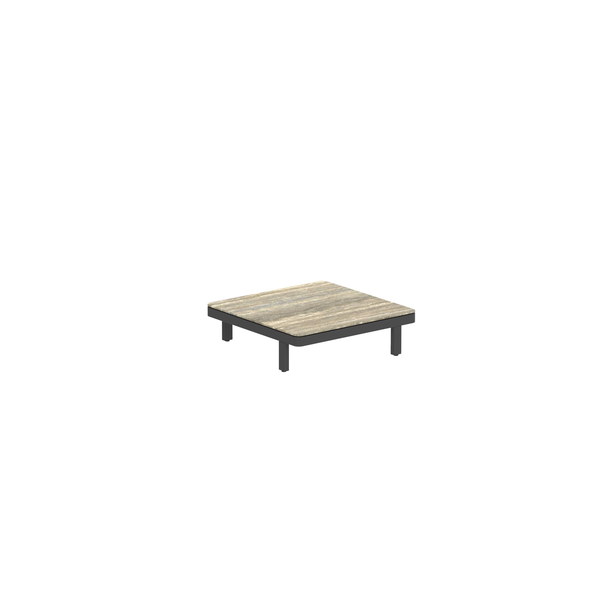 Alura Lounge 80 Ltl Table 80x80x23cm Black Ceramic Tabletop Travertino