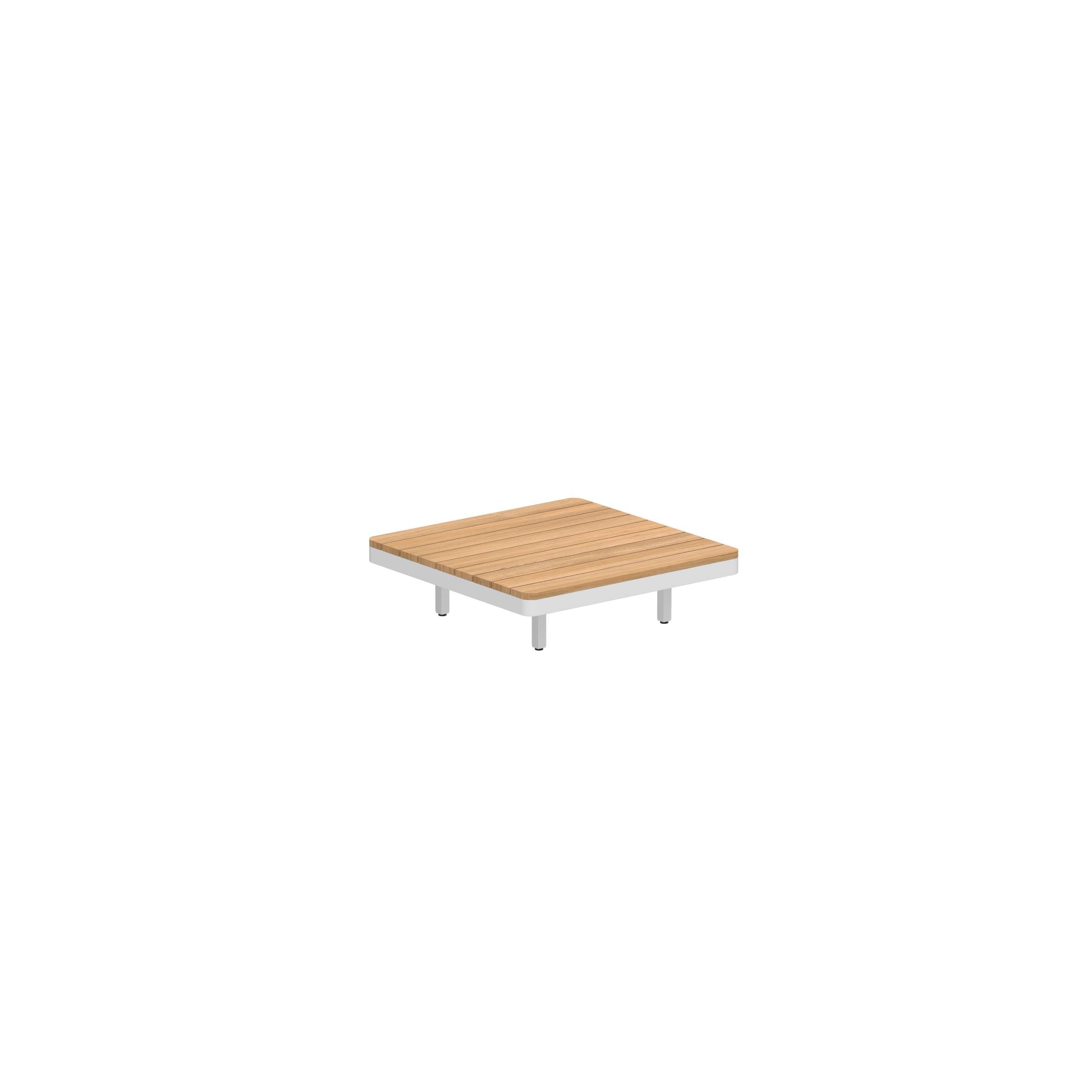 Alura Lounge 80 Table 80x80x23cm White Tabletop Teak