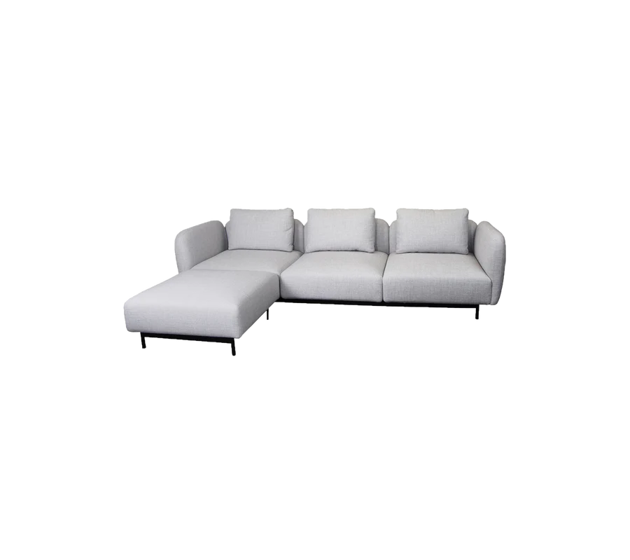 Cane-line Aura 3-Seater Sofa With Low Armrest & Chaise Lounge