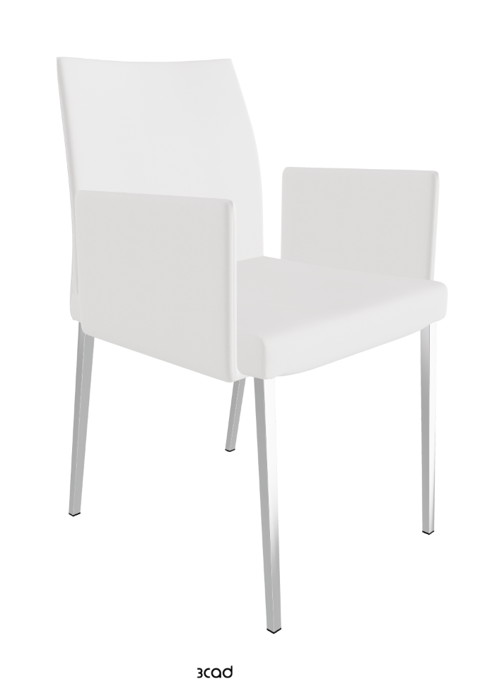 Anna Dining Armchair_Black Chrome_Synthetic Leather-_Bianco