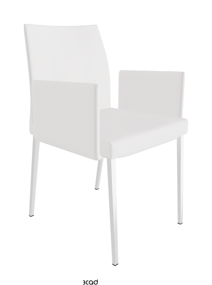 Anna Dining Armchair_Chrome_Synthetic Leather:_Bianco