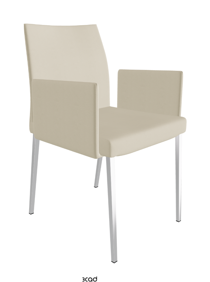 Anna Dining Armchair_Black Chrome_Synthetic Leather-_Oyster