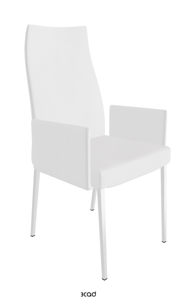 Anna High Back Dining Armchair_Chrome_Fabric:_B920