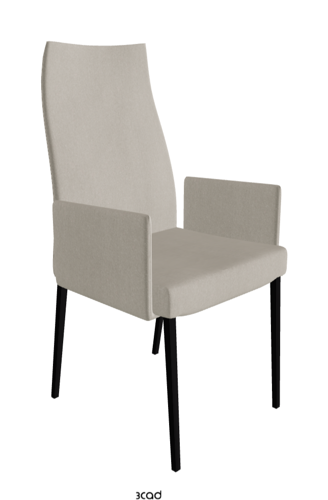 Anna High Back Dining Armchair_Matt Black_Fabric_B924