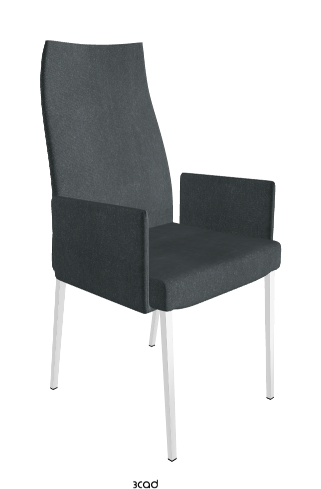 Anna High Back Dining Armchair_Chrome_Fabric:_B927