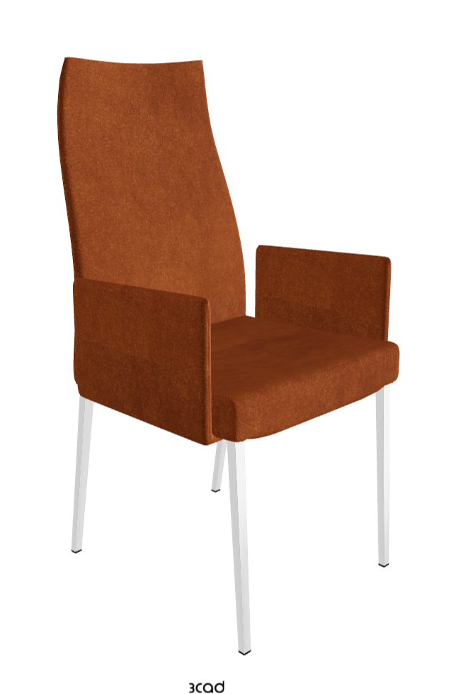Anna High Back Dining Armchair_Chrome_Fabric:_B930