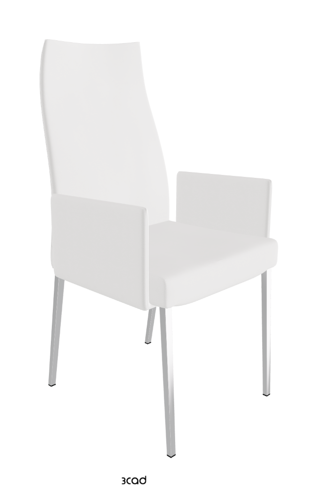 Anna High Back Dining Armchair_Black Chrome_Synthetic Leather-_Bianco