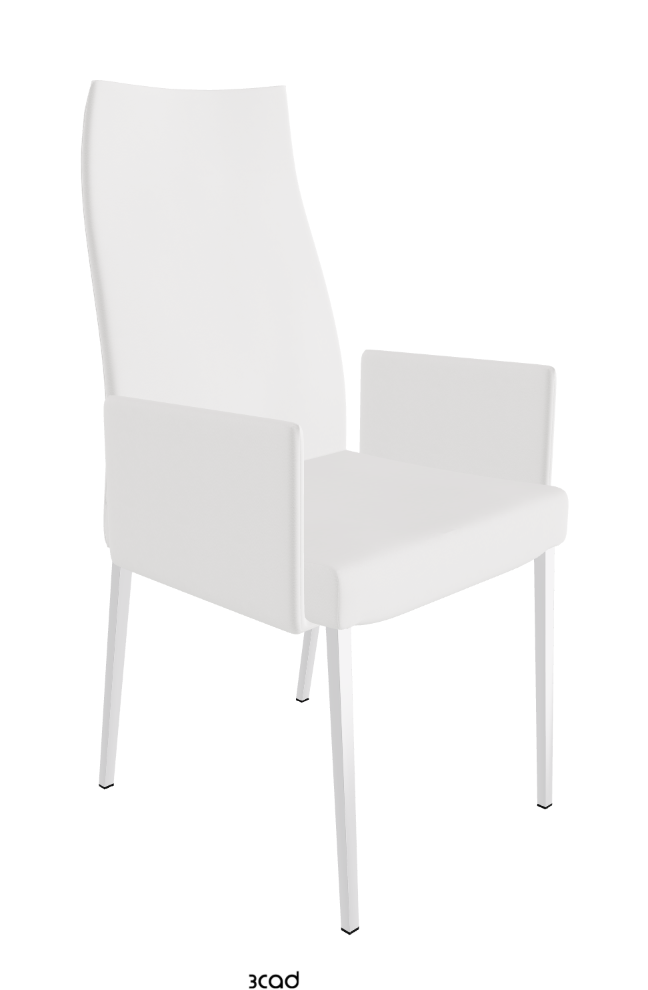 Anna High Back Dining Armchair_Chrome_Synthetic Leather:_Bianco