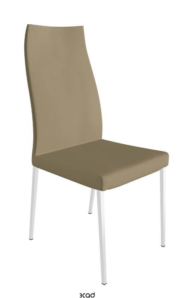 Anna High Back Dining Chair_Chrome_Synthetic Leather:_Tortora
