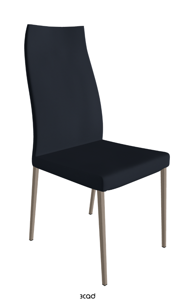Anna High Back Dining Chair_Titanium Embossed_Synthetic Leather_Navy