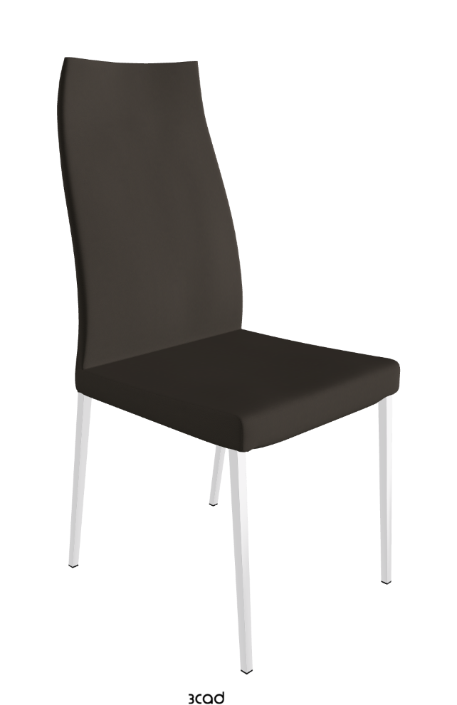 Anna High Back Dining Chair_Chrome_Synthetic Leather:_Fossil