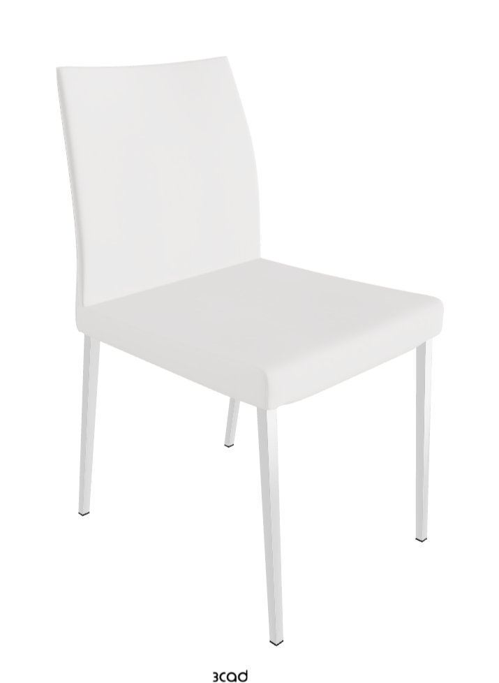 Anna Dining Chair_Chrome_Synthetic Leather:_Bianco