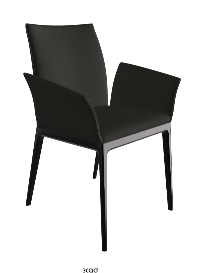 Arcadia Dining Armchair_Matt Black_Soft Leather_Smoke